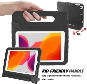 Procase Kids Case for Ipad 10.2 Inch 9Th 2021/ 8Th 2020/ 7Th 2019/ Ipad Air 10.5″ 2019/ Ipad Pro 10.5, Shockproof Convertible Handle Stand Cover Light Weight Kids Friendly Case for Ipad 9/8/7 -Black