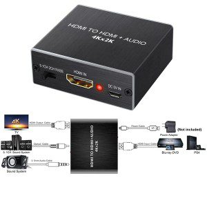 T Tersely 4K X 2K HDMI to HDMI and Optical TOSLINK SPDIF + 3.5Mm Stereo Audio Extractor Converter HDMI Audio Splitter Adapter(Hdmi Input, HDMI + Digital/Analog Audio Output) with RCA Cable