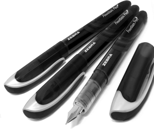 Zebra Fuente – Disposable Fountain Pen – Black Ink – Pack of 3