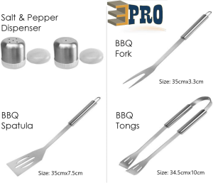 Stainless Steel BBQ Tool Set 25Pcs by EPRO | Barbecue Grill Tool Set for Indoor and Outdoor Cooking Needs with Carrying Bag | Stainless Steel BBQ Accessories with Storage Bag for Camping, Party and Picnic | BBQ Grill Utensils Perfect Gift for Men and Women