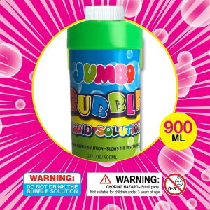 [3PK] Bulk Jumbo Bubble Solution Bottles, 900Ml, Non-Toxic Ingredients, Clear and Non Staining Formula, Unscented Mixture, Enjoyable and Aesthetically Delightful, Provides Endless Fun