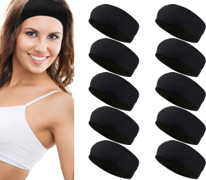 Styla Hair 10 Pack Yoga Headbands – Elastic Cotton Multi-Function Sports Head Bands Stretchy Wraps