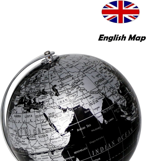 Exerz World Globe (Dia 12″/30 Cm) – Educational/Geographic/Modern Desktop Decoration – with a Metal Base – Metallic Black Metallic Black 14 Cm
