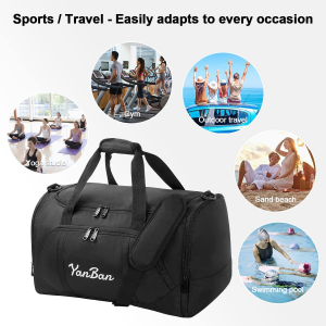 Wuyan Gym Bag for Men/Women,Sports Duffels with Shoes Compartment & Wet/Dry Pockets,73L High Capacity Travel Sports Bag,Black