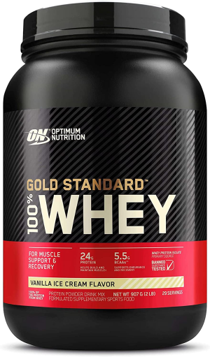 OPTIMUM NUTRITION Gold Standard 100% Whey Protein Powder, Vanilla Ice Cream, 909G