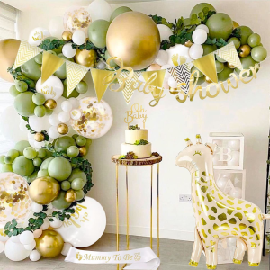 Jevenis Oh Baby Decorations Baby Shower Decorations Gender Reveal Sage Green Balloons Garland Baby Shower Banner Mommy to Be Sash Cake Decoration Giraffe Balloon Jungle Balloons