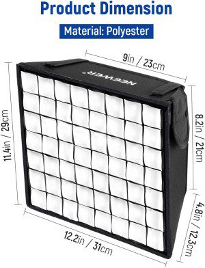 NEEWER 12.2″X11.4″ Foldable Softbox Diffuser with Grid and Bag for NL660/SNL660/RGB660/RGB660 Pro/Rgb660 PRO II LED Video Light Panel, Studio Photo Portrait Photography Youtube Video Soft Lighting