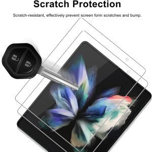 T Tersely [2 Pack 4 Pcs] HYDROGEL Screen Protector for Samsung Galaxy Z Fold 3 5G, Full Support Fingerprint Unlock Aqua Flex Anti-Scratch Soft Protective TPU Film for Galaxy Z Fold3 5G