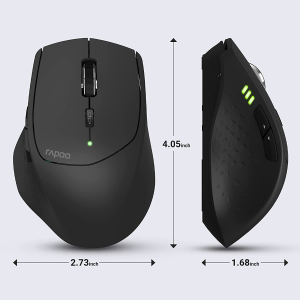 RAPOO MT550 Multi Device Wireless Mouse, Bluetooth 5.0/3.0 and 2.4Ghz Tri-Mode Connection, Support 4 Devices,6 Programmable Buttons, 4 DPI Optical Mice for Laptop, Macbook, PC, Windows, Tablet