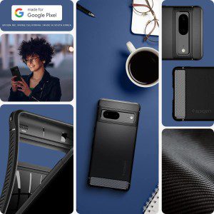 SPIGEN Rugged Armor Case Designed for Google Pixel 7 (2022) Resilient Ultra Soft Cover – Black