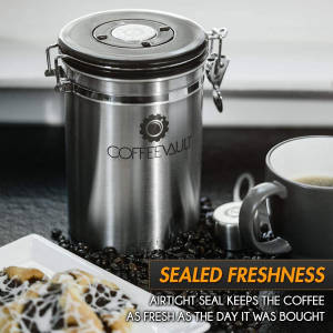 Zurich Coffee Vault Coffee Canister Airtight Freshness Protected. Coffee Canister with Scoop