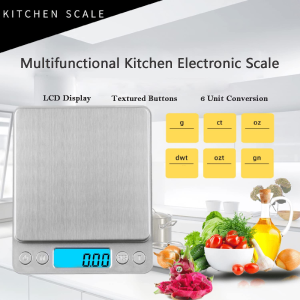 USB Rechargeable Kitchen Scale Digital Multifunctional Food Scale 3000G 0.01Oz/0.1G Electronic Cooking Scale Stainless Steel Food Scale with LCD Display Suitable for Kitchen Baking and Cooking