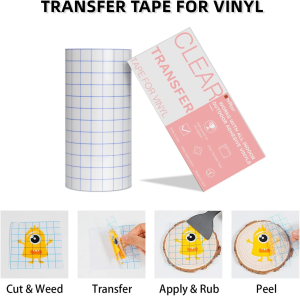 Transfer Paper Tape Roll 6″ X 50 Feet Clear for Self Adhesive Permanent Vinyl for Signs Stickers Decals Walls Doors & Windows