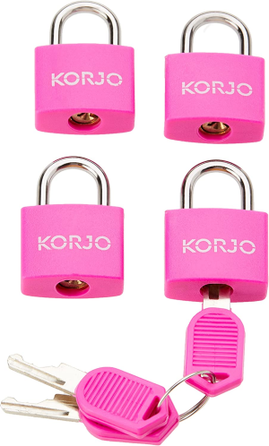 Korjo Luggage Locks 4-Pack Colourful, Includes 4 Travel Locks, Pink