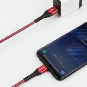 USB C Cable 1.8M/6 FT, Fasgear Braided USB a to Type C Cord 3A Fast Charge 480Mbps High Speed Data Sync Compatible with Galaxy Z Fold 4/S23/A13, Oppo Find X3/A76, Moto G62/Edge 20, Ipad Mini 6 (Red)