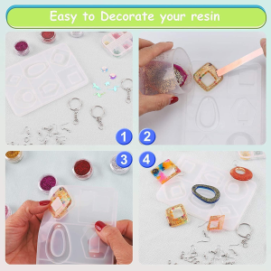 248 Pack Earring Resin Moulds Kit Set Epoxy Casting Silicone Mould Crystal Pendant Jewellery Making Molds with Earring Hooks Jump Rings Eye Pins for Wedding Birthday Gifts Handmade Craft DIY