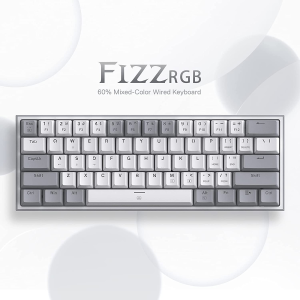 Redragon K617 Fizz 60% Wired RGB Gaming Keyboard, 61 Keys Compact Mechanical Keyboard W/White and Grey Color Keycaps, Linear Red Switch, Pro Driver/Software Supported