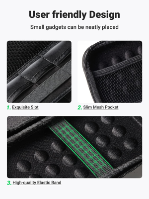 UGREEN External Hard Drive Case Bag, Travel Electronic Accessories Organizer Bag for 2.5 Inch Hard Drives, like Estern Digital, Toshiba, Seagate and Power Bank, USB Cable, Earphone, Cards and More.