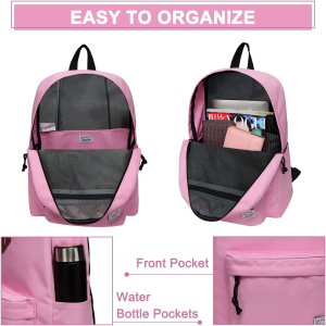 Vaschy Women Backpack,Classic Basic Waterproof Foldable Daypack for Sports and Traveling School Book Bag for Boys and Girls Pink