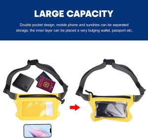 WILD HEART Waterproof Bag Waist Bag with Adjustable Waist Belt Screen Touchable Dry Bag IPX8 to Keep the Phone and Valuables Dry Waterproof Mobile Phone Double Inner Pocket for Swimming Diving Scratching Rafting Boating