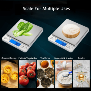 USB Rechargeable Kitchen Scale Digital Multifunctional Food Scale 3000G 0.01Oz/0.1G Electronic Cooking Scale Stainless Steel Food Scale with LCD Display Suitable for Kitchen Baking and Cooking