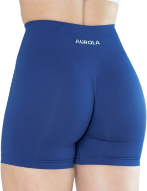 AUROLA Dream Collection Workout Shorts for Women High Waist Seamless Scrunch Athletic Running Gym Yoga Active Shorts Black