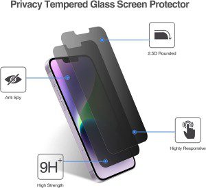 [2 Pack] Procase Privacy Screen Protector for Iphone 14 plus 6.7 Inch 2022 & Iphone 13 Pro Max 6.7 Inch 2021, Anti-Spying Tempered Glass Screen Film Guard