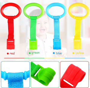 8 Pieces Baby Crib Pull Ring Baby Walking Exercises Assistant Rings Bed Stand up Ring Hanging Ring Crib Pull Rings for Playpen Play Gym Cot Ring for Baby Toddler (3.5 X 2.8 Inch)