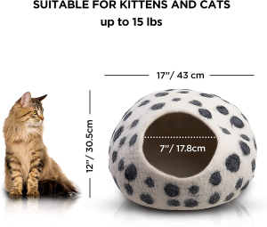 Woolygon Felt Cat Bed Cave – Wool Kitty Beds Handcrafted Kitten Caves Bed for Indoor Cats – Made from 100% Eco-Friendly Merino Wool, Foldable Cat Hidewawy Covered Cat House Pod