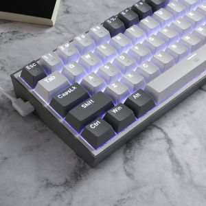 Redragon K617 Fizz 60% Wired RGB Gaming Keyboard, 61 Keys Compact Mechanical Keyboard W/White and Grey Color Keycaps, Linear Red Switch, Pro Driver/Software Supported