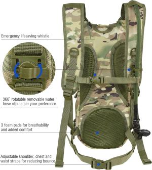 MARCHWAY Tactical Molle Hydration Pack Backpack with 3L TPU Water Bladder, Military Daypack for Cycling, Hiking, Running, Climbing, Hunting, Biking