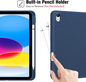 Procase Ipad 10Th Generation Case Ipad Case 10Th Gen (2022 Model) 10.9 Inch Ipad 10 Case, 10Th Gen Ipad Cases Cover with Pencil Holder for 10Th Generation Ipad -Navy