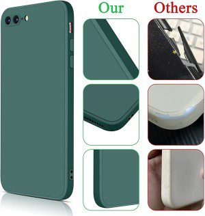 T Tersely [2 Pack] Liquid Silicone Case for Apple Iphone 7 Plus/Iphone 8 Plus, Suitable for Magsafe Wireless Charger Shockproof & Scratch Soft Rubber Skin Case Cover (Black+Midnight Green)