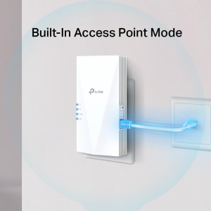 Tp-Link AX1500 Dual Band Wi-Fi 6 Range Extender, Broadband/Wi-Fi Extender, Wi-Fi Booster/Hotspot with 1 Gigabit Port, Built-In Access Point Mode, Onemesh Supported (RE500X) AU Version