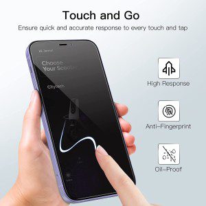 Jetech Privacy Full Coverage Screen Protector for Iphone 12/12 Pro 6.1-Inch, Anti-Spy Tempered Glass Film, Edge to Edge Protection Case-Friendly, 2-Pack