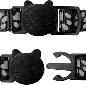 Taglory Reflective Cat Collars Breakaway with Bell, 2-Pack Girl Boy Pet Kitten Collar Adjustable 7.5-12.5 Inch, Black