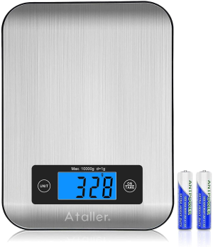 Ataller Food Nutrition Scale, Kitchen Diet Scale, Calorie Counting Scale, Meal Prep Scale and Weight Loss Scale, Resolution1g, Max 5kg 11Ib, Tempered Glass, Black