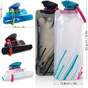 Maxin Foldable Water Bottle Set of 3, BPA Free Durable Foldable Flexible Water Bottle with Carabiner for Hiking,Adventures, Traveling, 500ML.