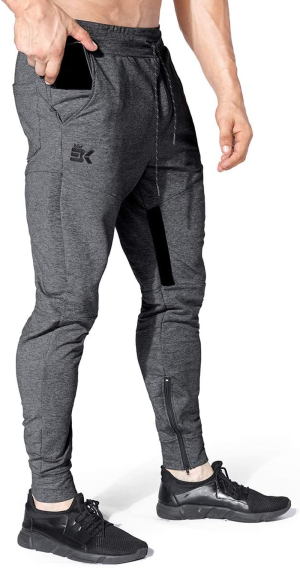 BROKIG Men Stripe Gym Joggers Pants, Causal Slim Fit Tapered Workout Training Sweatpants with Zipper Pocket