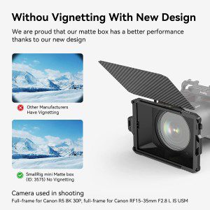 Smallrig Mini Matte Box Lite with Top Flag for DSLR and Mirrorless Camera, Compatible with 67Mm / 72Mm / 77Mm / 82Mm / 95Mm Lenses, Comes with 4 X 5.65 Filter Tray – 3575