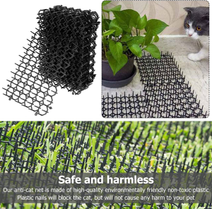 12Pcs Cat Spike Pad 6.1 X 7.9 Inch Prickle Strip Plastic Cat Scat Mat Portable Cat Deterrent Mat Dogs Foxes Cats Animals Scare Mat with 12 Nails for Garden Patio