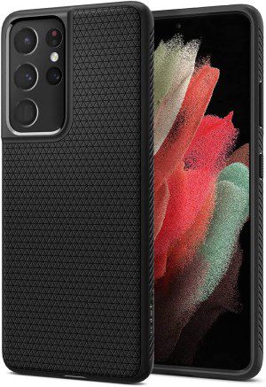 SPIGEN Liquid Air Case Designed for Samsung Galaxy S21 Ultra (2021) Soft TPU Armor Slim Cover – Black