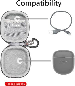 RLSOCO Hard Case for Bose Quietcomfort Earbuds Ii/Earbuds 2/Quietcomfort Ultra, Wireless, Bluetooth, World’S Best Noise Cancelling In-Ear Headphones (Grey)