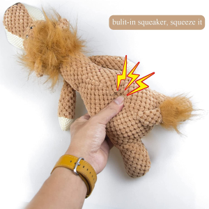 Wildwave Dog Plush Toys Dog Chew Toys Pet Squeaky Toys with Squeaker, Interactive Chewing and Durable Cute Soft Toys for Puppy Medium Dogs Teeth Cleaning Training(Lion)