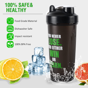 Protein Shaker Bottle 20Oz Blender Cup Bpa-Free Leak Proof for Gym Sport Clear White