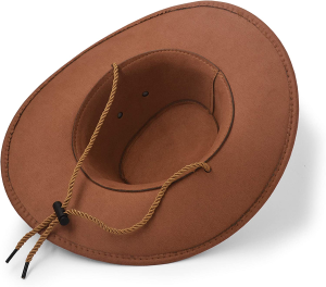 Ultrakey Cowboy Hat, Sun Hat Faux Felt Leather Suede Travel Cap Western Hat Outdoor Sun Protect