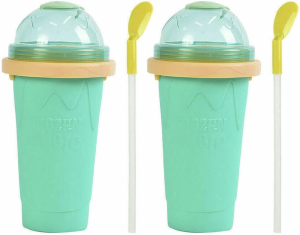 Slushie Maker Cup Quick Freeze Magic Squeeze Cup Milkshake Cup Ice Cream Maker (3, Green)