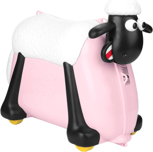 Shaun the Sheep Kids Ride-On Suitcase Carry-On Luggage, Pinknew, Kids Luggage with Wheels