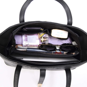 Aucorley Women Handbags, 3 Piece Ladies Handbag Set PU Leather Including Large Handbag Messenger Bag, Shoulder Bag, Tote Bag Purse, Fashion Clutch Satchels Crossbody Bag Wallet (Black)