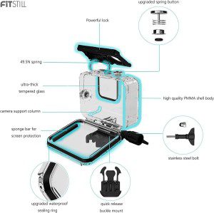 Fitstill 60M/196FT Waterproof Case for Go Pro Hero 12/ Hero 11/ Hero 10/ Hero 9 Black, Protective Underwater Dive Housing Shell with Bracket Accessories for Go Pro Hero 12/11/10/9 Black Action Camera